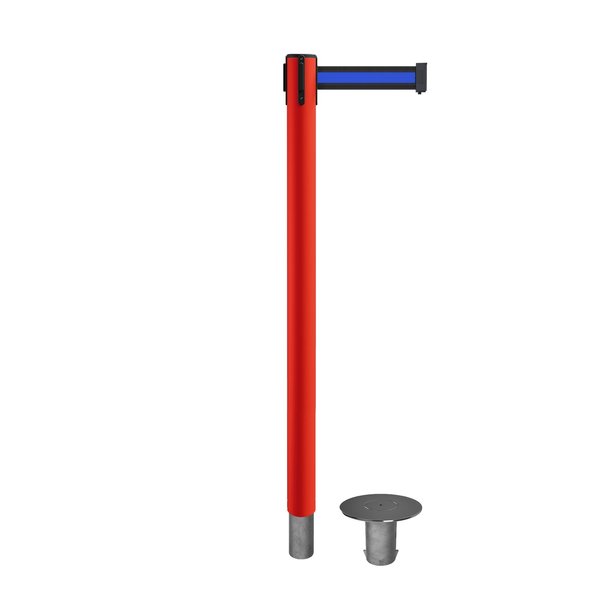 Montour Line Stanchion Belt Barrier Removable Base Red Post 11ft.Bk/Bl Belt MSX630R-RD-BBH-110